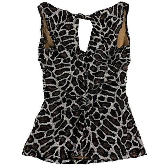Cache Black and White Animal Print Blouse - Picture 2 of 8